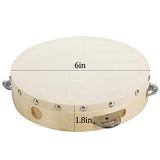 Handhalte Tamburin Trommel Glocke Birke Metall Klingeln Schlaginstrument Pädagogisches Spielzeug für KTV Party Kinderspiele 6"