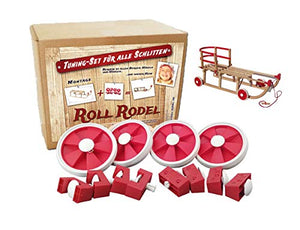 Roll Rodel Bausatz - Tuning Set für alle Holzschlitten / Rollen für Kinderschlitten / Räder für Schlitten aus Holz