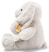 Steiff Hoppie Hase - 28 cm - Plüschhase mit Schlappohren - Soft Cuddly Friends - Kuscheltier für Kinder - waschbar - hellgrau (080470)