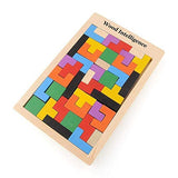 Flybiz Holzpuzzles Tetris Puzzlespiel Burr Tangram Stichsäge Spielzeug Pädagogisches Spiel (40 Stück), Gehirn Teaser Spielzeug Magic Frühe Pädagogische Blöcke Spielzeug für Kinder