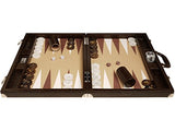 Wycliffe Brothers Backgammon-Turnierset – Braunes Kroko mit beigefarbener Spielfläche – Gen III