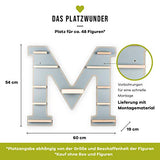BOARTI Kinder Regal Buchstabe M in Grau - geeignet für die Toniebox und ca. 48 Tonies - zum Spielen und Sammeln