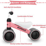 Bammax Kinder Laufrad Lauflernrad Balance Fahrrad ohne Pedale Dreirad Spielzeug für 1 Jahr, Erstes Baby Laufrad für Jungen Mädchen, Empfohlenes Alter: 10-24 Monate, Rosa
