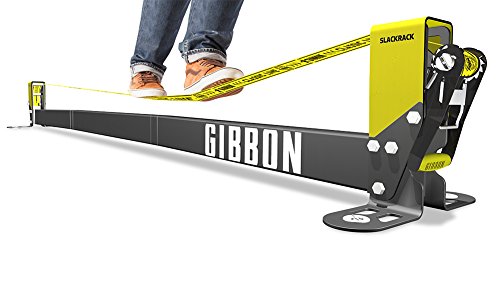 Gibbon Slacklines Slackrack Classic, schwarz / gelb, Aufbaulänge: 2 oder 3 Meter, Höhe: 30 cm, Breite: 2"/50mm, perfekter Freizeitsport, Trainingsgerät, Hometrainer