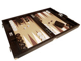 Wycliffe Brothers Backgammon-Turnierset – Braunes Kroko mit beigefarbener Spielfläche – Gen III