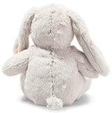 Steiff Hoppie Hase - 28 cm - Plüschhase mit Schlappohren - Soft Cuddly Friends - Kuscheltier für Kinder - waschbar - hellgrau (080470)