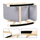 SONGMICS Schaukelstuhl aus Birkenholz, Schaukelsessel, 5-fach verstellbare Fußstütze, Bezug aus Baumwolle, bis 150 kg belastbar, Wohnzimmer, Schlafzimmer, hellgrau LYY41G