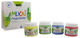 Kreul 2314 - Mucki leuchtkräftige Fingerfarbe, parabenfrei, glutenfrei, laktosefrei und vegan, auswaschbar, vermalbar mit Pinsel, Schwamm und Fingern, 4 x 150 ml in gelb, rot, blau und grün