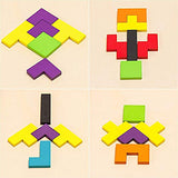 Flybiz Holzpuzzles Tetris Puzzlespiel Burr Tangram Stichsäge Spielzeug Pädagogisches Spiel (40 Stück), Gehirn Teaser Spielzeug Magic Frühe Pädagogische Blöcke Spielzeug für Kinder