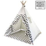 Moritz & Moritz Tipi Zelt für Kinder - Grau Zackenmuster - Kinderzelt Spielzelt Geschenkidee - Mit Bodendecke und Fenster - Für Haus und Garten