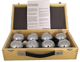 Premiergames Boulekugel-Set - 8 Stück im Holzkoffer Classic inkl. einem Premierboule Maßband
