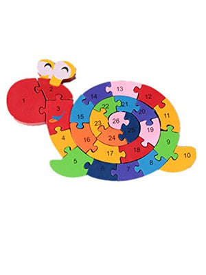 Woop Spannendes Zahlen-Puzzle Holz Schnecke - Pädagogisches Lern-Spiel - Zahlen von 1 bis 26 - Buchstaben von A bis Z - Klein-Kinder ab 3 Jahre