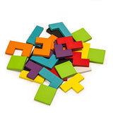 Flybiz Holzpuzzles Tetris Puzzlespiel Burr Tangram Stichsäge Spielzeug Pädagogisches Spiel (40 Stück), Gehirn Teaser Spielzeug Magic Frühe Pädagogische Blöcke Spielzeug für Kinder