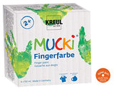 Kreul 2314 - Mucki leuchtkräftige Fingerfarbe, parabenfrei, glutenfrei, laktosefrei und vegan, auswaschbar, vermalbar mit Pinsel, Schwamm und Fingern, 4 x 150 ml in gelb, rot, blau und grün