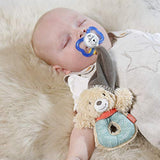 Fehn 060164 Ring-Greifling Bär – Greifling mit Rassel und Schnullerbefestigung für Babys und Kleinkinder ab 0+ Monaten – Maße: 13 cm