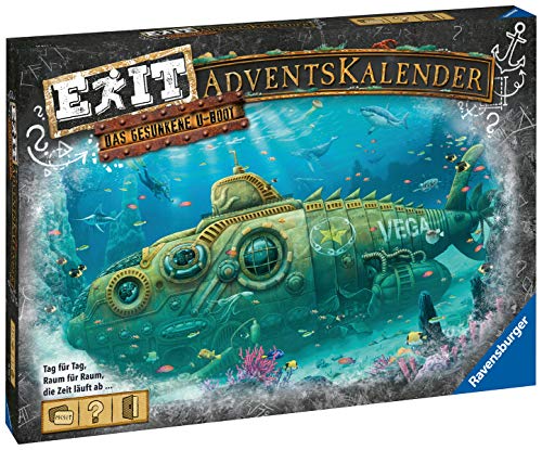 Ravensburger EXIT Adventskalender 2020 - Das gesunkene U-Boot - Ideal für Escape Room-Fans: 24 spannende Rätsel für Kinder ab 10 Jahren, Jugendliche und Erwachsene