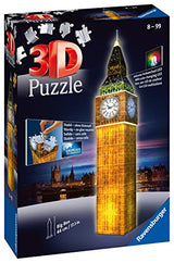 Ravensburger 3D Puzzle Big Ben bei Nacht mit 216 Teilen, für Kinder und Erwachsene, Wahrzeichen von London im Miniatur-Format, Leuchtet im Dunkeln