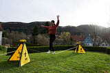Gibbon Slacklines Independence Kit Classic, Slacklinen ohne Bäume, mit 2 Slackframes, 2 x 70cm Bodenschrauben und Classic Line 15m, Aufbauhöhen: 30/50/70 cm, für Anfänger, perfekter Freizeitsport