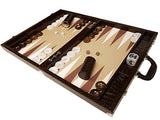 Wycliffe Brothers Backgammon-Turnierset – Braunes Kroko mit beigefarbener Spielfläche – Gen III