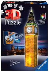 Ravensburger 3D Puzzle Big Ben bei Nacht mit 216 Teilen, für Kinder und Erwachsene, Wahrzeichen von London im Miniatur-Format, Leuchtet im Dunkeln