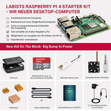 LABISTS Raspberry Pi 4 Model B 4 GB Ultimatives Kit mit 32GB Class10 Micro SD-Karte, 5,1V 3,0A USB-C EIN/Aus-Schaltnetzteil, 3 Premium Kupfer Kühlkörper, Micro HDMI-Kabel, Premium Schwarzes Gehäuse