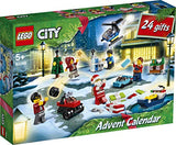 LEGO 60268 City Adventskalender 2020 Weihnachten Mini Bauset mit Kleinstfahrzeugen, Santa Schlitten und Board, Bauset
