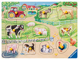 Ravensburger Kinderpuzzle 03689 - Morgens auf dem Bauernhof - 10 Teile Holzpuzzle