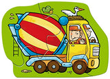 HABA 3901 - 6 erste Puzzles Baustelle, Puzzle mit 6 lustigen Baustellenmotiven für Kinder ab 2 Jahren, mit Bauarbeiterholzfigur zum freien Spielen
