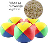5er Set Diabolo Premium Jonglierbälle - 62mm Ø ✓ Jonglierball Füllung aus hochwertiger Vogelhirse ✓ Wasserabweisend ✓ Robustes Kunstleder I Jonglier-Set zur Jonglage für Kinder & Anfänger