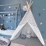Tiny Land Tipi Spielzelt für Kinder Kinderzimmer mit Gepolsterter Decke- Drinnen Baumwolle Segeltuch Kinderzelt Indianerzelt (Grauer Chevron 165cm Hoch )