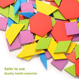 HellDoler Holzpuzzles Geometrische Puzzle 155 Teile Bausteine Montessori Spielzeug Grafische Klassische Pädagogisches Spielzeug mit 24 Design Karten für Kinder Kleinkind