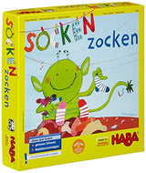 HABA 4465 - Socken zocken, schnelles Suchspiel für 2-6 Spieler von 4-99 Jahren, blitzschnelles Reaktionsspiel mit Tipps zur Sprachförderung, Spiel für die ganze Familie