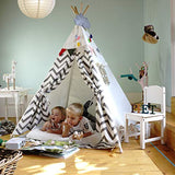 Moritz & Moritz Tipi Zelt für Kinder - Grau Zackenmuster - Kinderzelt Spielzelt Geschenkidee - Mit Bodendecke und Fenster - Für Haus und Garten