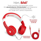 Tonie-Lauscher rot: Kinder Kopfhörer passend zur Toniebox - Lautstärke reguliert, Abnehmbares Kabel, Größenverstellbar, Bewegliche Ohrmuscheln