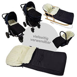 BAMBINIWELT Kombi-Angebot Holz-Schlitten mit Rückenlehne & Zugseil + universaler Winterfußsack (108cm), auch geeignet für Babyschale, Kinderwagen, Buggy, aus Wolle Uni (Bordeaux)