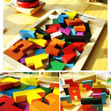 Flybiz Holzpuzzles Tetris Puzzlespiel Burr Tangram Stichsäge Spielzeug Pädagogisches Spiel (40 Stück), Gehirn Teaser Spielzeug Magic Frühe Pädagogische Blöcke Spielzeug für Kinder