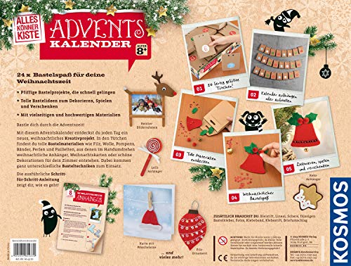KOSMOS AllesKönnerKiste Bastel-Adventskalender, Weihnachts-Basteln für die ganze Familie, kreative kleine Geschenke und Deko für Kinder und Erwachsene erstellen, DIY, ab 8 Jahre