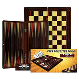 Backgammon Tavla/Dame Holz Koffer Spiel Set Brettspiel - Klassisches Strategiespiel mit 2 in 1 Spielbrett