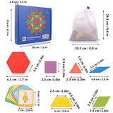 HellDoler Holzpuzzles Geometrische Puzzle 155 Teile Bausteine Montessori Spielzeug Grafische Klassische Pädagogisches Spielzeug mit 24 Design Karten für Kinder Kleinkind