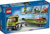 LEGO 60254 Rennboot-Transporter City LKW-Spielzeug mit Anhänger und Schnellboot, schwimmendes Badespielzeug für Kinder von 5 bis 7 Jahren