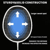 Senston Carbon Profi Badminton Set Leichtgewicht Badmintonschläger Badminton Schläger Federballschläger mit Schlägertasche