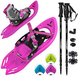 ALPIDEX Schneeschuh Kinder Schuhgröße 26 bis 38 bis 55 kg Optional Teleskopstöcke, Farbe:Eisprinzessin mit Stöcken