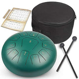 GUNAI 10 Zoll Stahl Tongue Pan Drum 11 Töne Schlaginstrument Hand Pan Drum mit Trommelschlägeln Tragetasche Note Sticks für Meditation Yoga Zazen Klangheilung