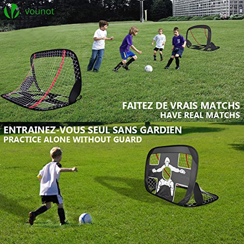 VOUNOT Fußballtor für Kinder 2er Set, Klappbares 2 in 1 Pop Up Tor, für Garten, Indoor, Outdoor (120 x 80 cm)