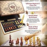 AGREATLIFE Königliches Schachspiel aus Holz handgefertigt - Hochwertiges Schachbrett aus Echtholz magnetisch - Wooden Chess Set Mittelalter klappbar 38x38 mit Aufbewahrungsbox