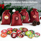 Adventskalender zum Befüllen Groß (13x17cm), Weihnachtskalender Jutesäckchen Selberfüllen, 24 jutebeutel Kette zum selber befüllbar und Aufhängen, 2020 Geschenksäckchen für Kinder Männer Rot