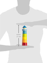 HABA 300170 – Stapelspiel Leuchtturm, Motorikspielzeug zum Sortieren von Größen und Farben, Holzspielzeug ab 12 Monaten