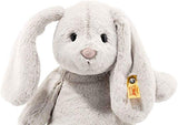 Steiff Hoppie Hase - 28 cm - Plüschhase mit Schlappohren - Soft Cuddly Friends - Kuscheltier für Kinder - waschbar - hellgrau (080470)