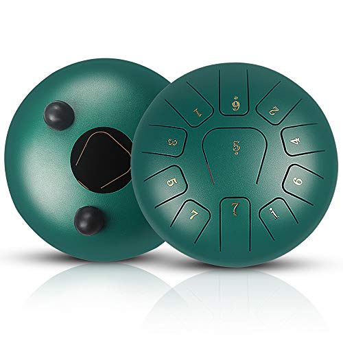 GUNAI 10 Zoll Stahl Tongue Pan Drum 11 Töne Schlaginstrument Hand Pan Drum mit Trommelschlägeln Tragetasche Note Sticks für Meditation Yoga Zazen Klangheilung