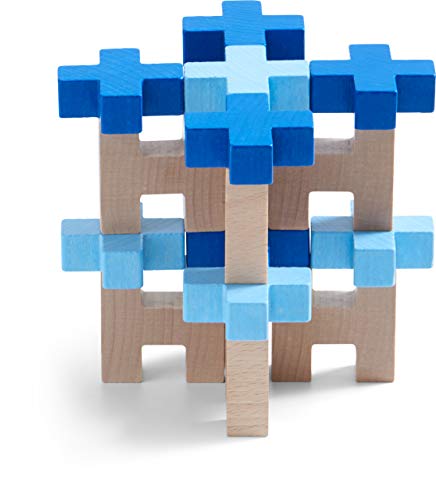 HABA 304411 - 3D-Legespiel Aerius, 20 Holzbausteine in unterschiedlichen Formen und Farben für kreatives Legen und Bauen in alle Richtungen, Spielzeug ab 3 Jahren